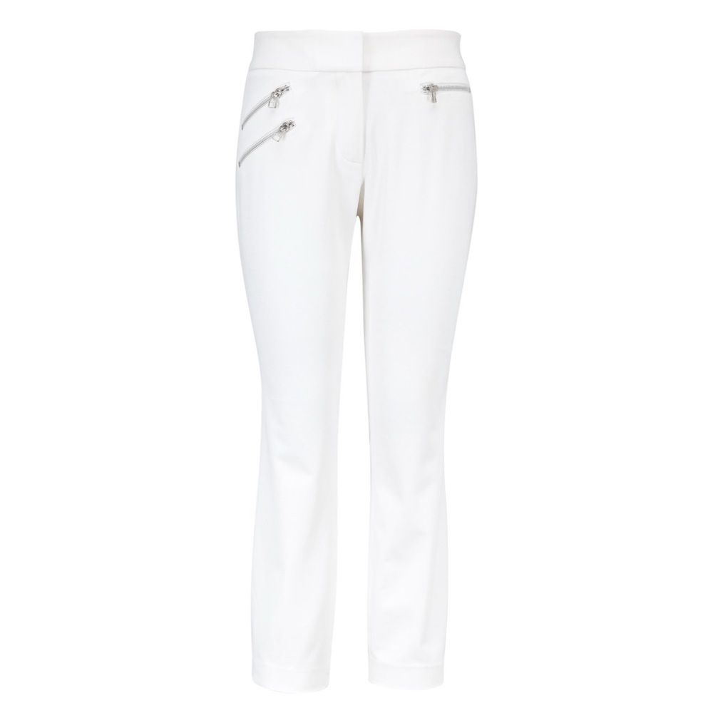 Veronica Beard White Ankle Zip-Pocket Pants